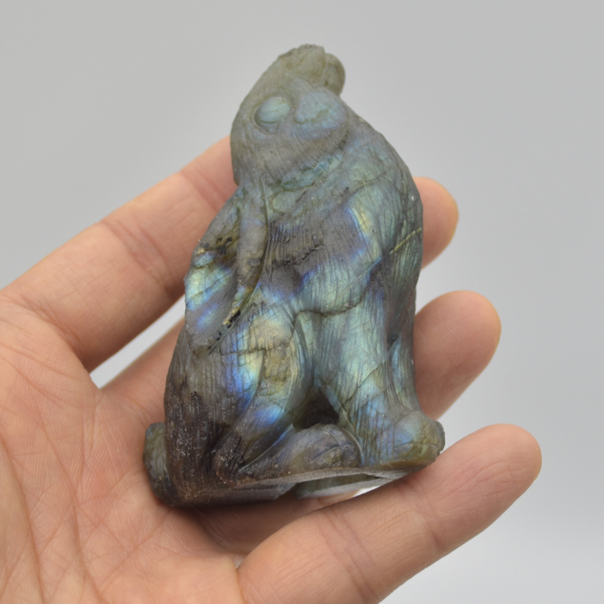 Labradorite Crystal Rabbit Hare - 8cm x 5.5m x 3cm - 133 grams #04
