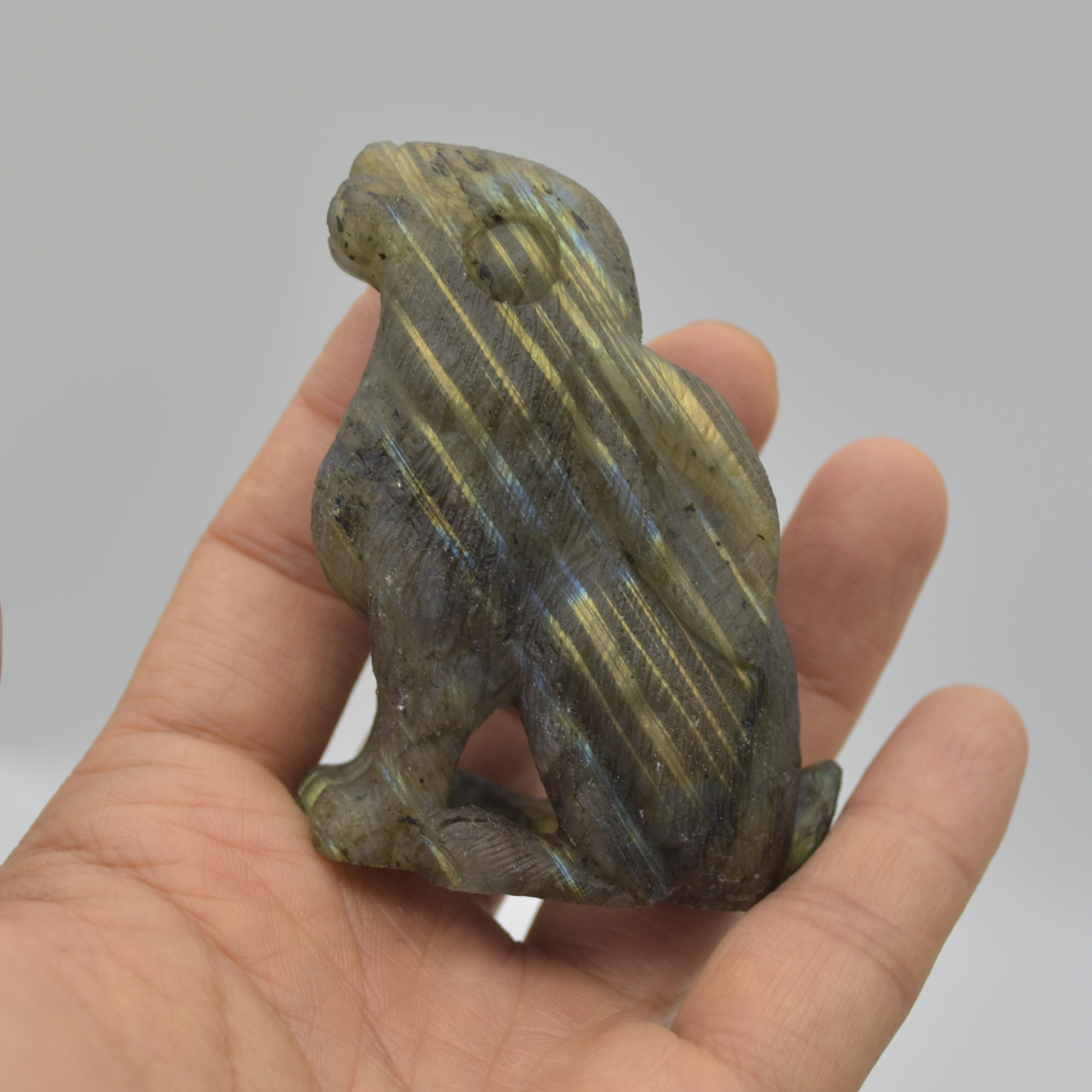 Labradorite Crystal Rabbit Hare - 7cm x 5cm x 2.5cm - 104 grams #05 - Image 5