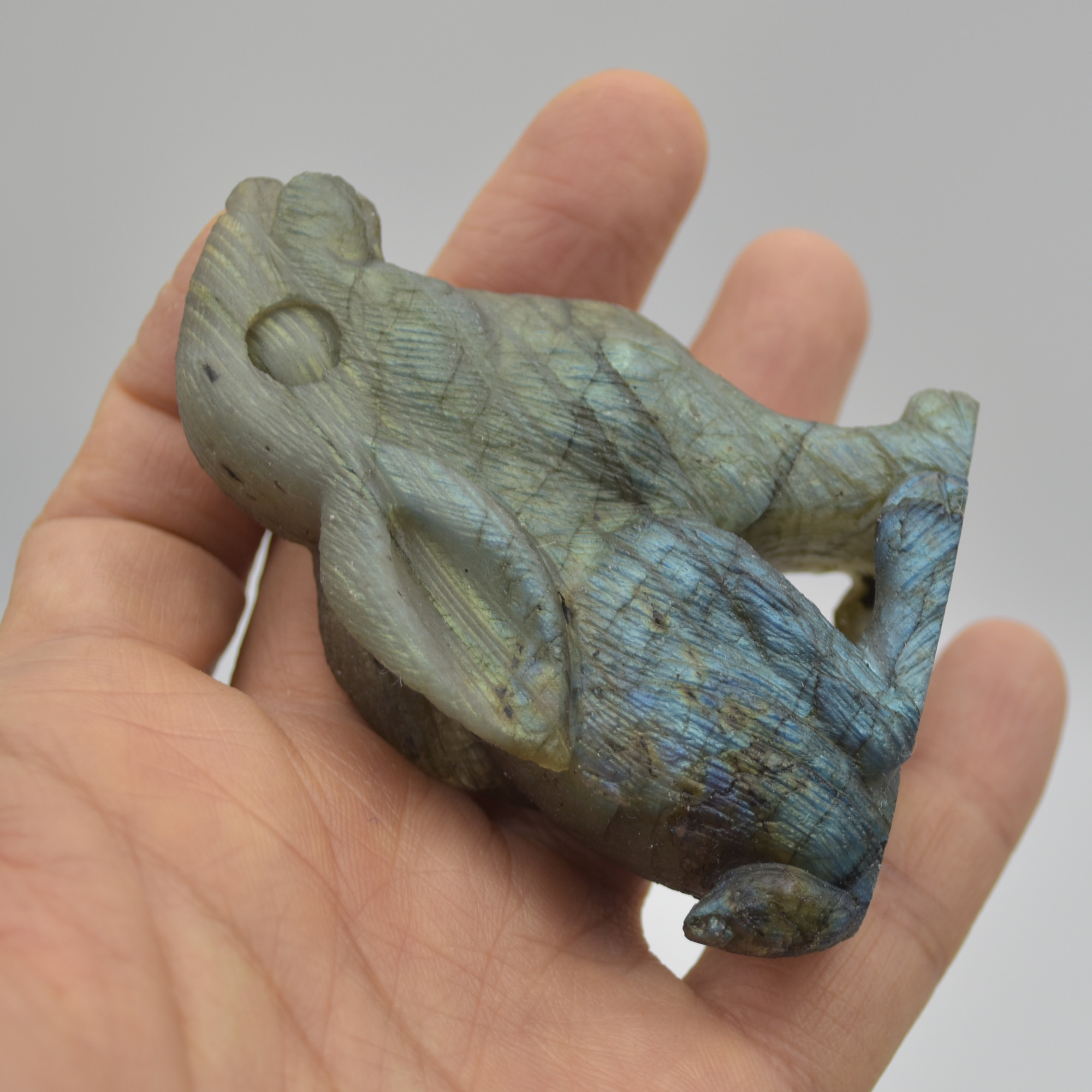 Labradorite Crystal Rabbit Hare - 7cm x 5cm x 2.5cm - 104 grams #05 - Image 7