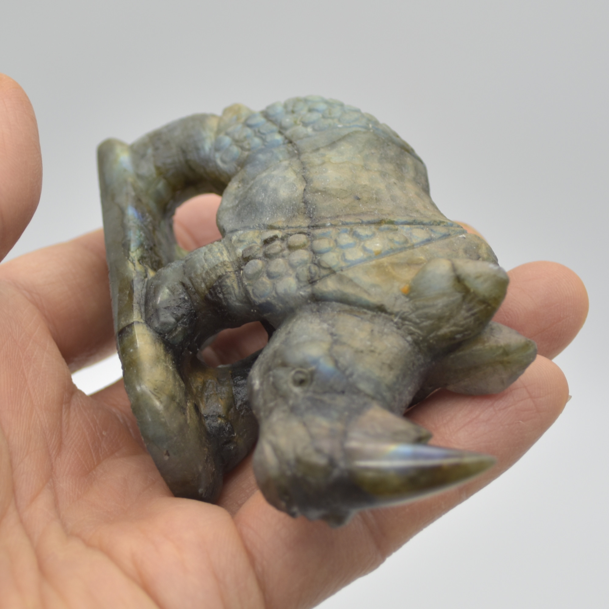 Labradorite Crystal Rhinoceros - 5.5cm x 9.5cm x 3cm - 161 grams #01 - Image 2