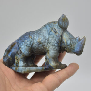 Labradorite Crystal Rhinoceros - 6.5cm x 9.5cm x 3cm - 182 grams #05