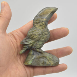Labradorite Crystal Toucan on Rock - 9cm x 6.5cm x 3cm - 159 grams #02