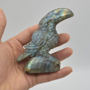 Labradorite Crystal Toucan on Rock - 9cm x 8.5cm x 3cm - 183 grams #04