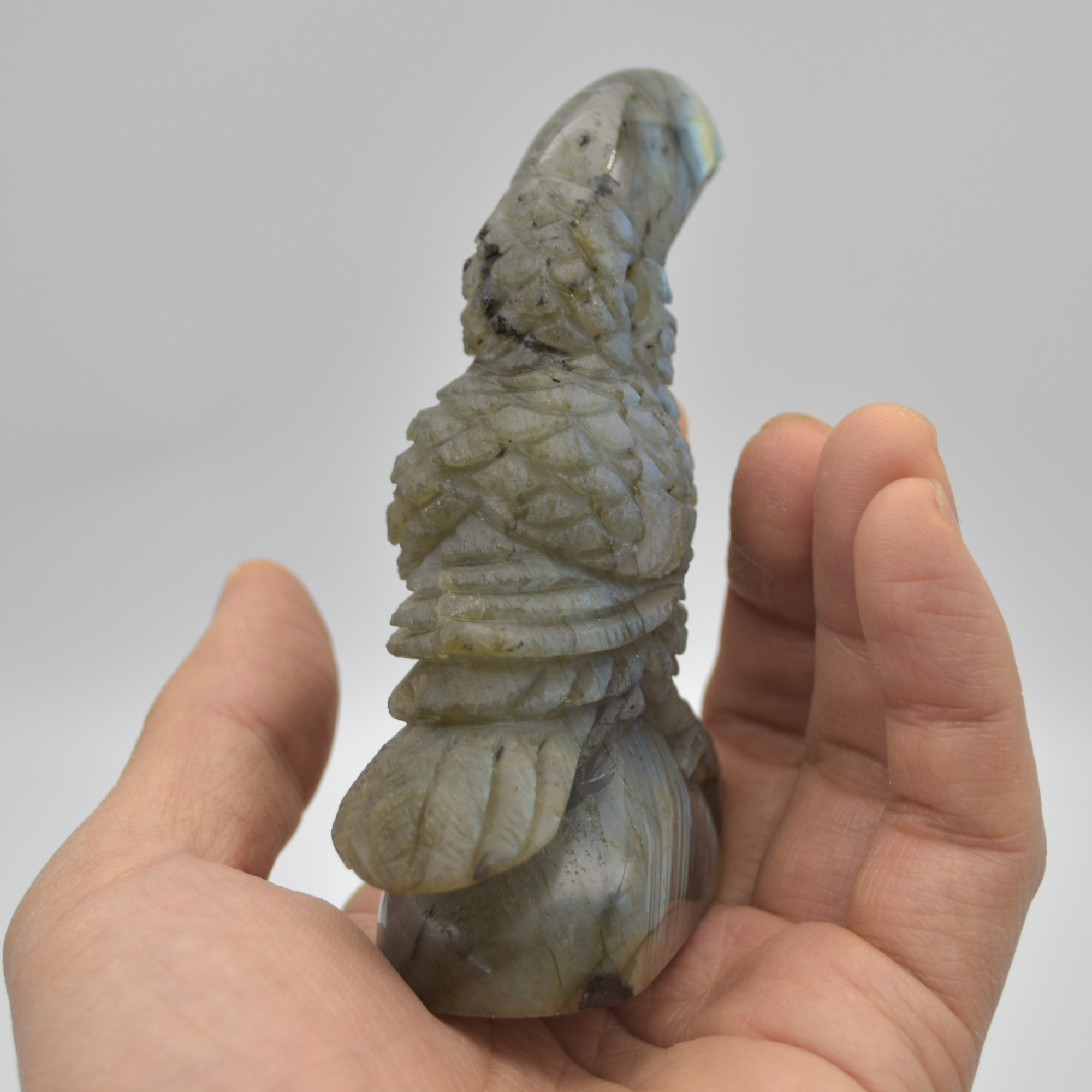 Labradorite Crystal Toucan on Rock - 9cm x 8.5cm x 3cm - 183 grams #04 - Image 3