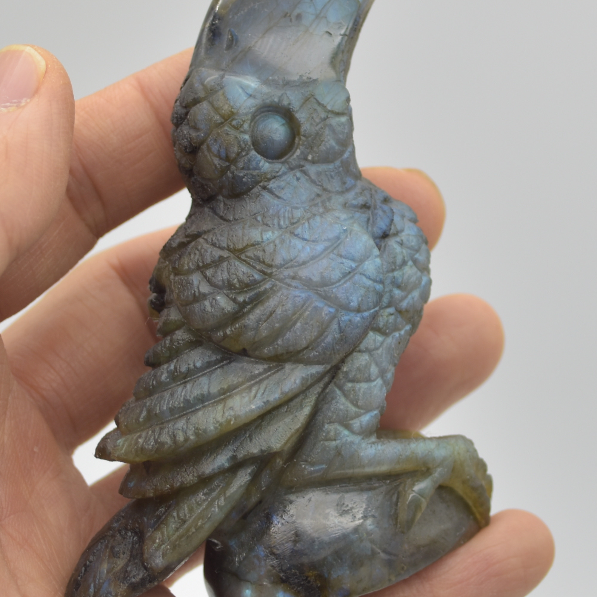 Labradorite Crystal Toucan on Rock - 9cm x 7cm x 3.5cm - 154 grams #05 - Image 6