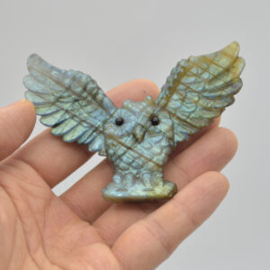 Labradorite Crystal Wide Winged Owl - 6cm x 8.5cm x 1.5cm - 51 grams #02