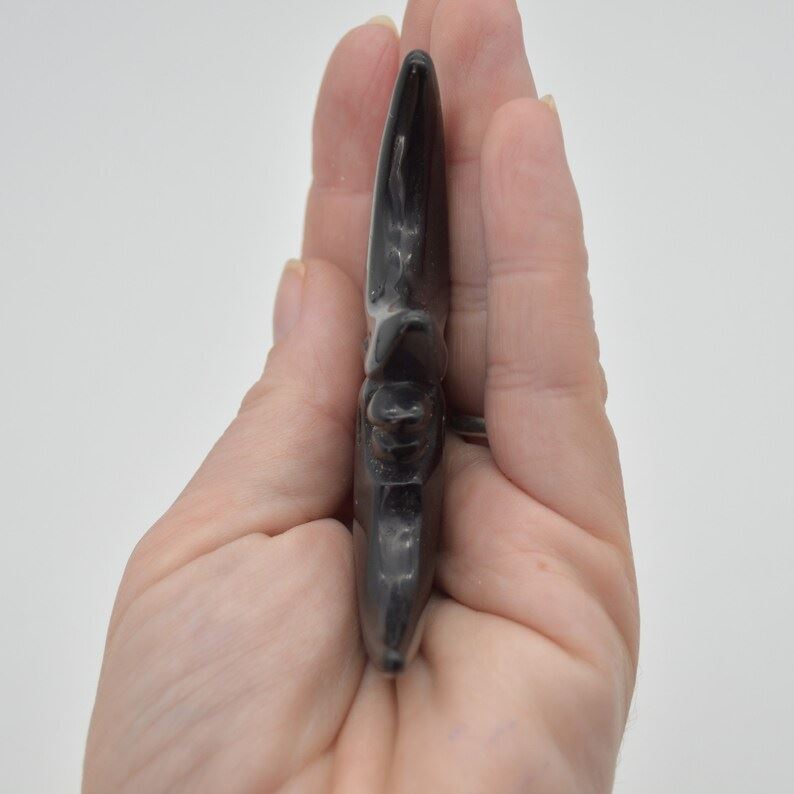 Golden Sheen Obsidian Moon with Face - 38g - 8cm x 4cm x 1cm - Image 5