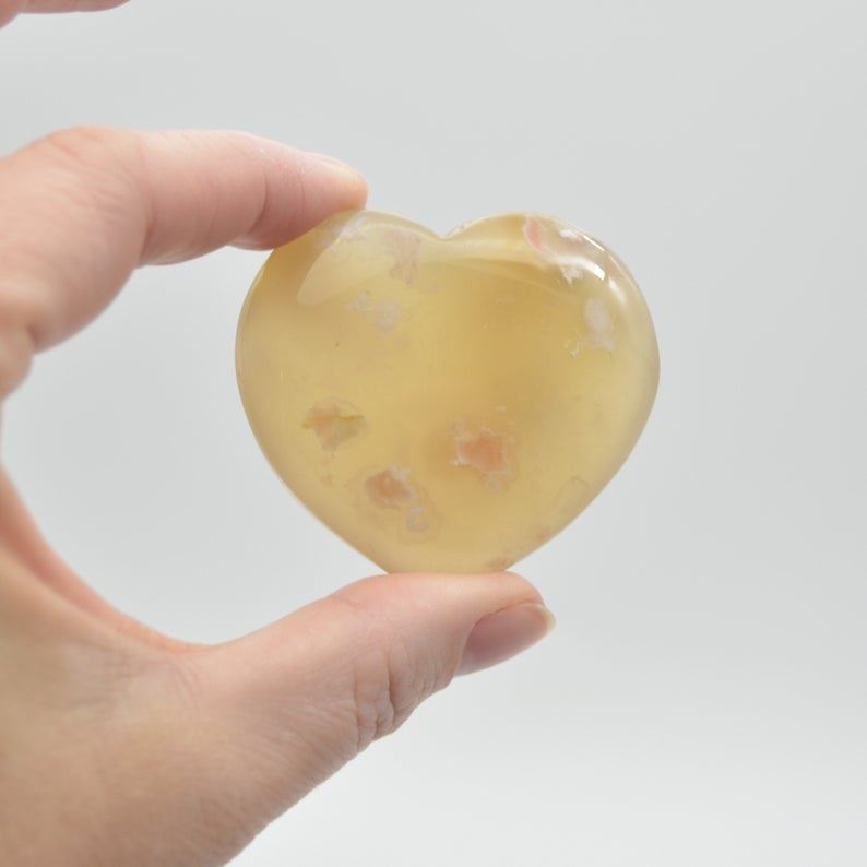 Flower Agate Heart - 5cm - 55 - 75 grams - Image 2