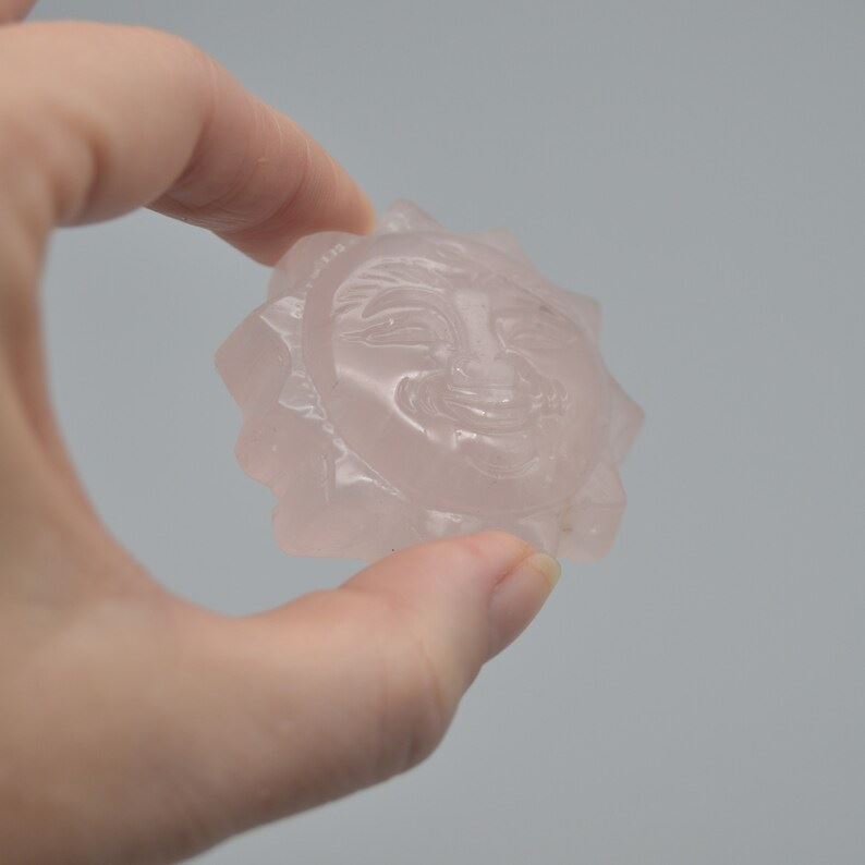 Rose Quartz Sun with Face - 67 grams - 5cm x 1.7cm - Image 2