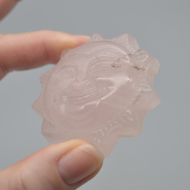 Rose Quartz Sun with Face - 57 grams - 5cm x 1.5cm - Image 2