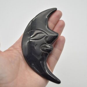 Black Obsidian Moon Face - 75 grams - 11.5cm x 5cm x 1.1cm