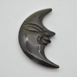 Golden Sheen Obsidian Moon with Face - 38g - 8cm x 4cm x 1cm