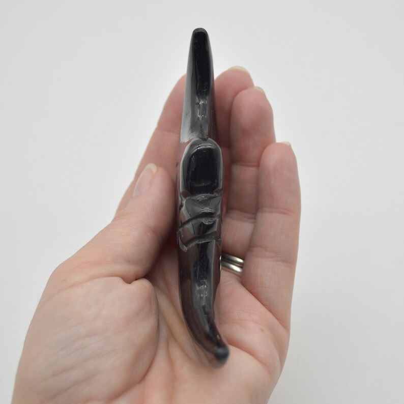 Black Obsidian Moon Face - 76 grams - 10cm x 5cm x 1.1cm - Image 6