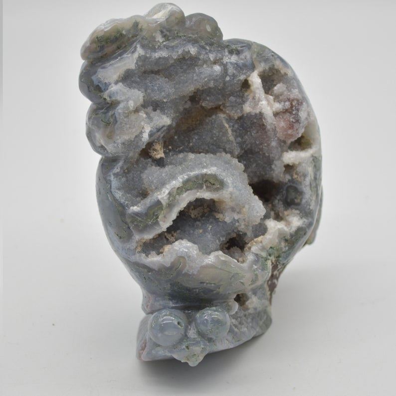 Moss Agate Crystal Snail - 14cm x 10cm x 6.5cm - 864 grams - #03 - Image 2