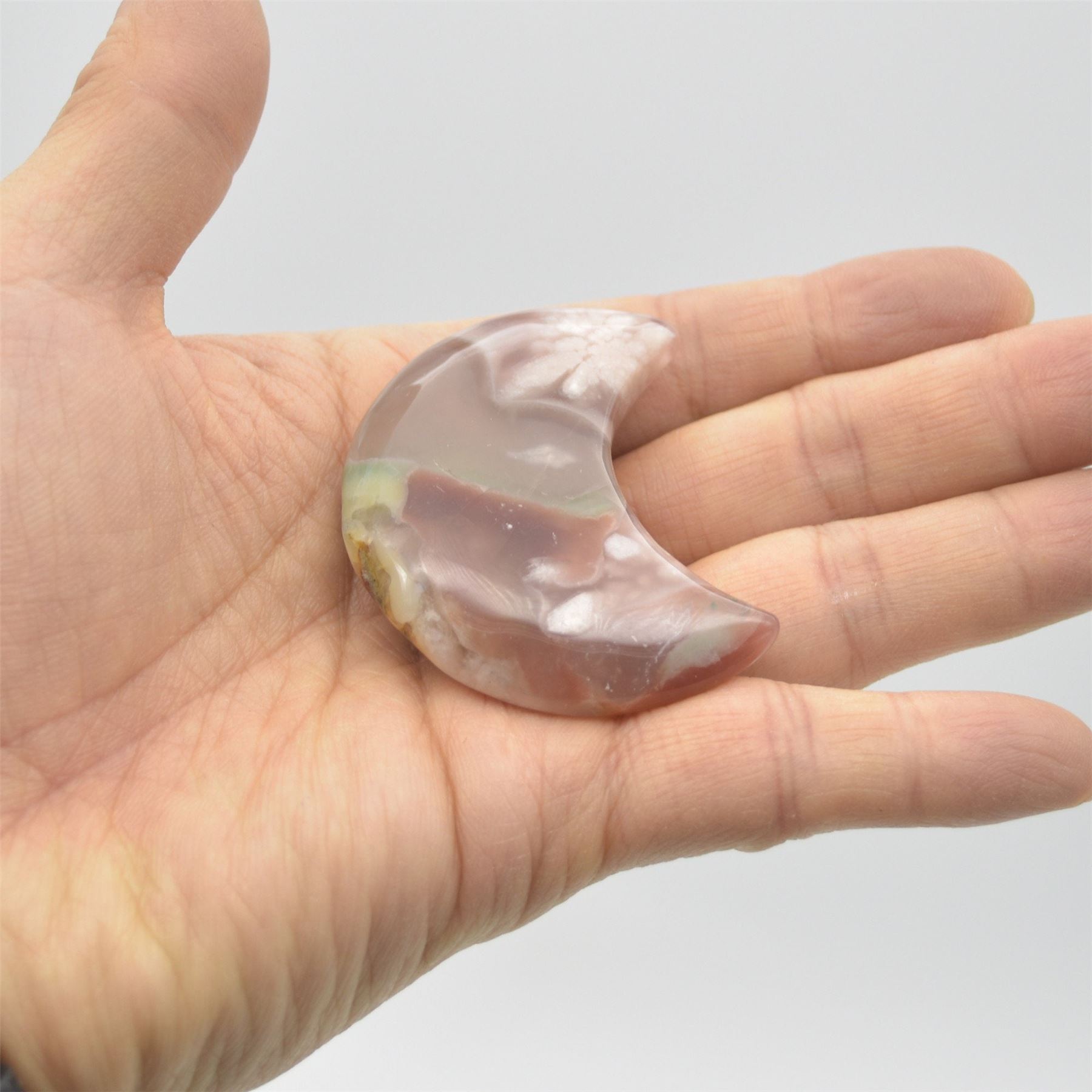 Flower Agate Crescent Moon - 5cm - Image 2
