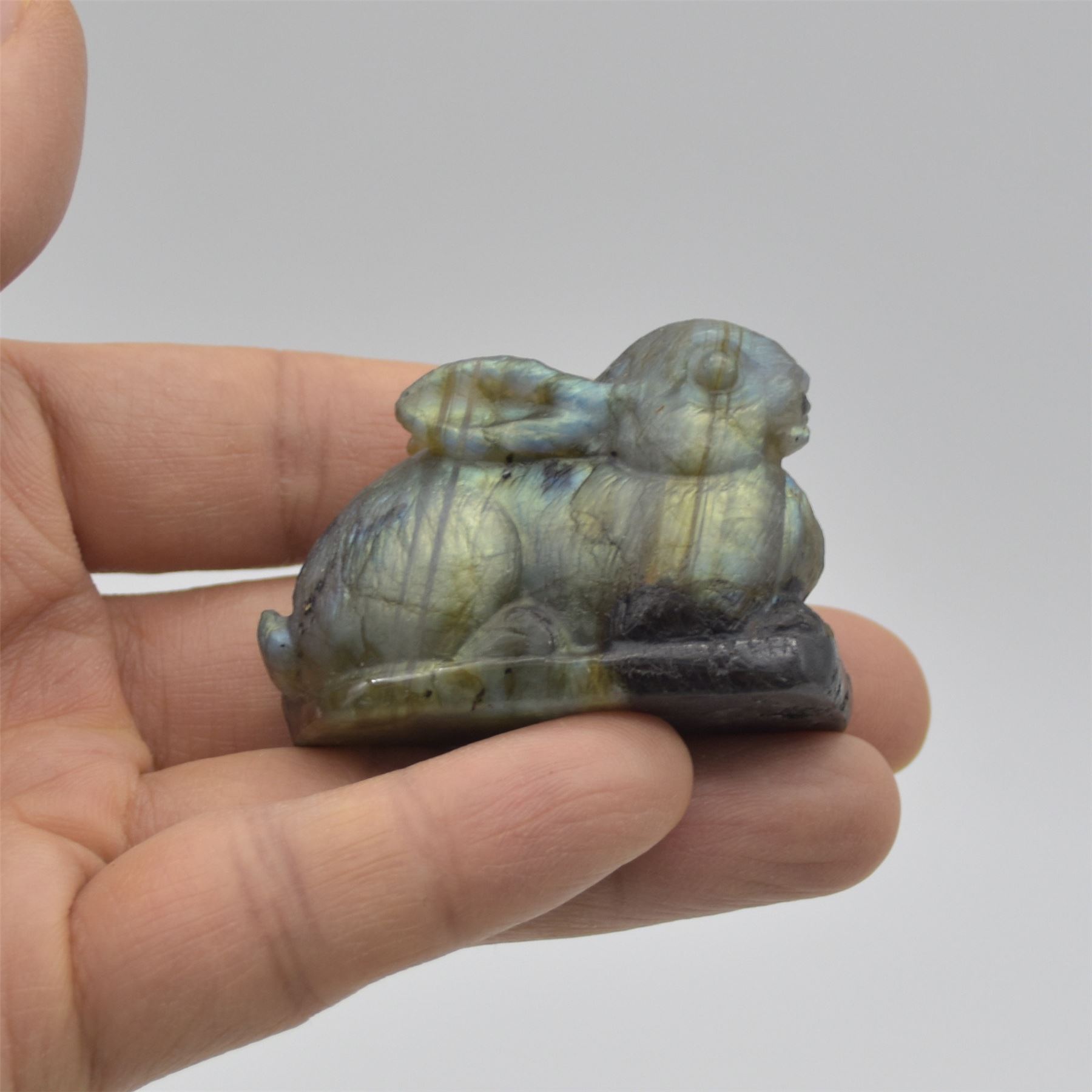 Labradorite Bunny Rabbit - 5cm x 4cm x 2.8cm - 68 grams