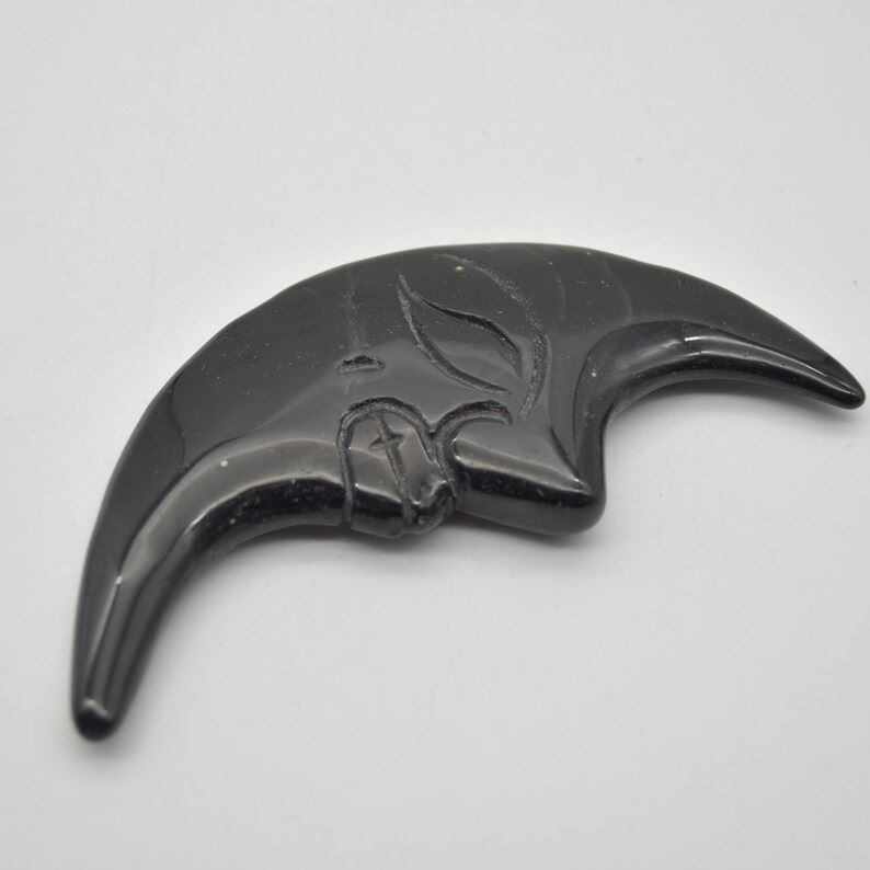 Black Obsidian Moon Face - 75 grams - 11.5cm x 5cm x 1.1cm - Image 3