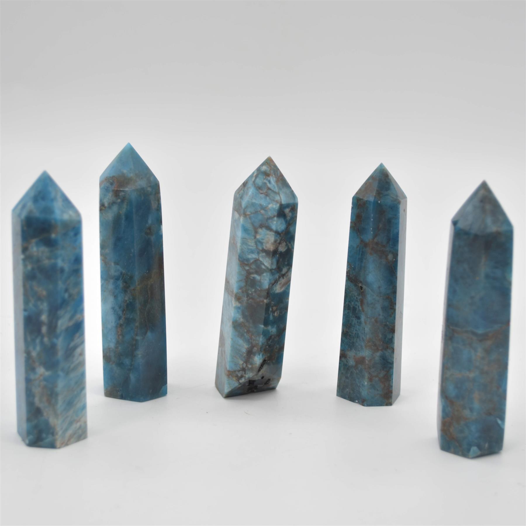Blue Apatite Crystal Point, Tower, Wand - 8cm - 9cm