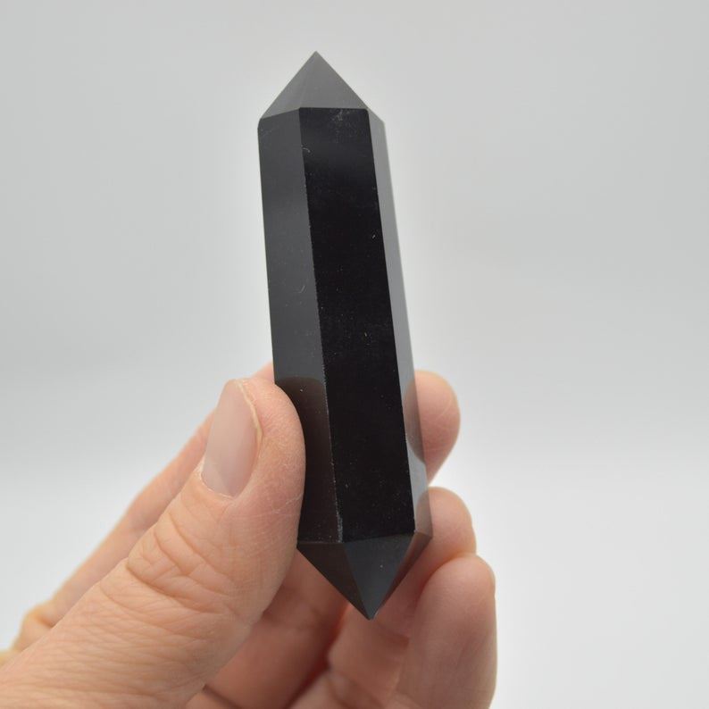 Black Obsidian Double Terminated Crystal Point / Tower / Wand - 1 Count - 4 sizes - Image 3