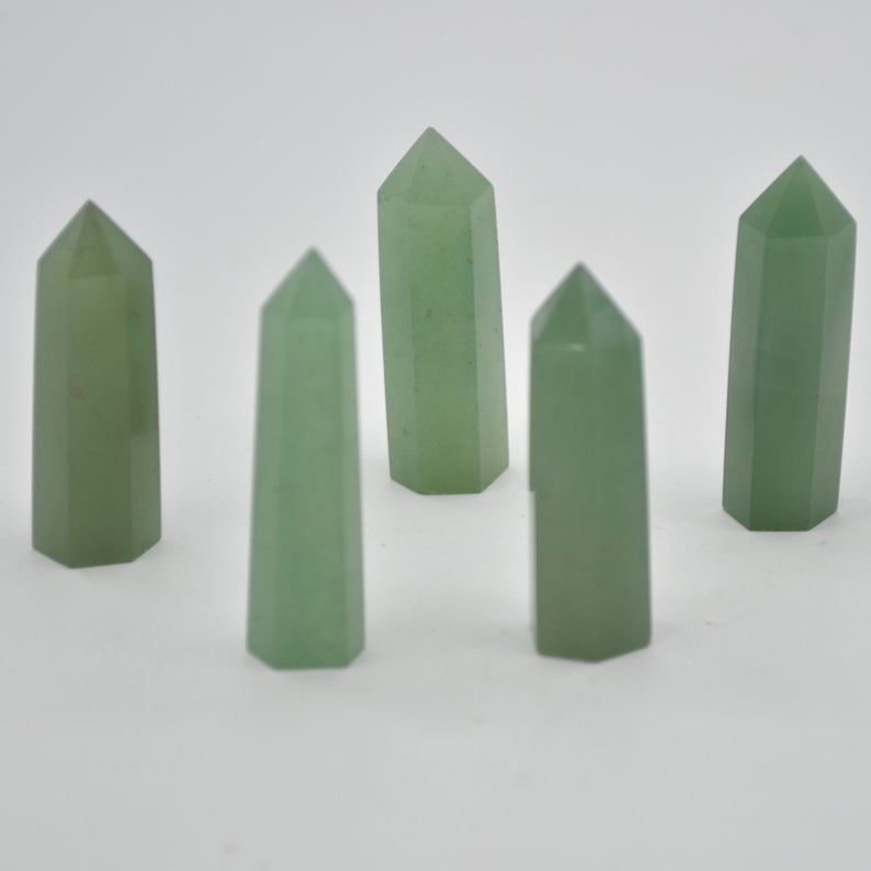 Green Aventurine Crystal Point, Tower, Wand - 3 Sizes