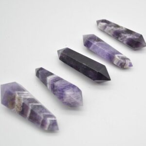 Chevron Amethyst Double Terminated Crystal Point Tower Wand - 7cm - 8cm