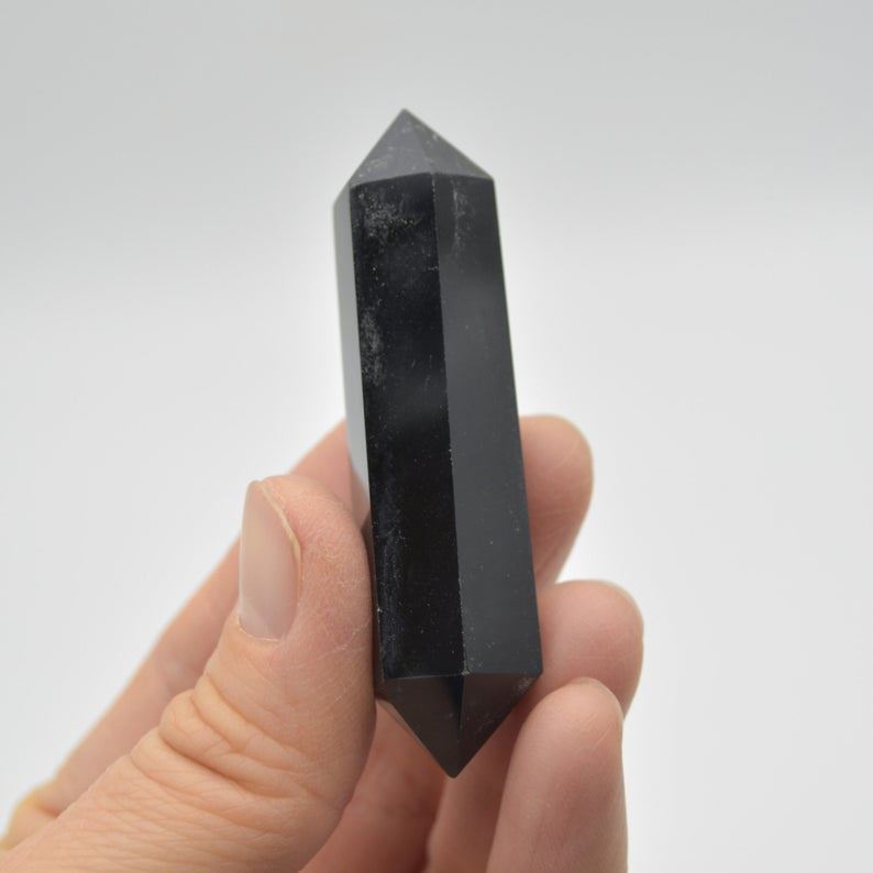 Black Obsidian Double Terminated Crystal Point / Tower / Wand - 1 Count - 4 sizes - Image 2