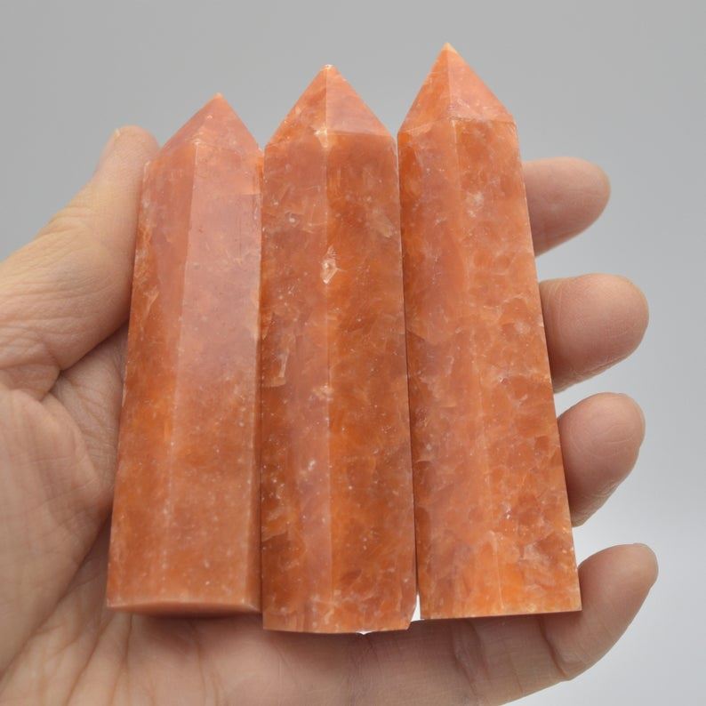 Orange Calcite Crystal Point, Tower, Wand - 3 Sizes - Image 3