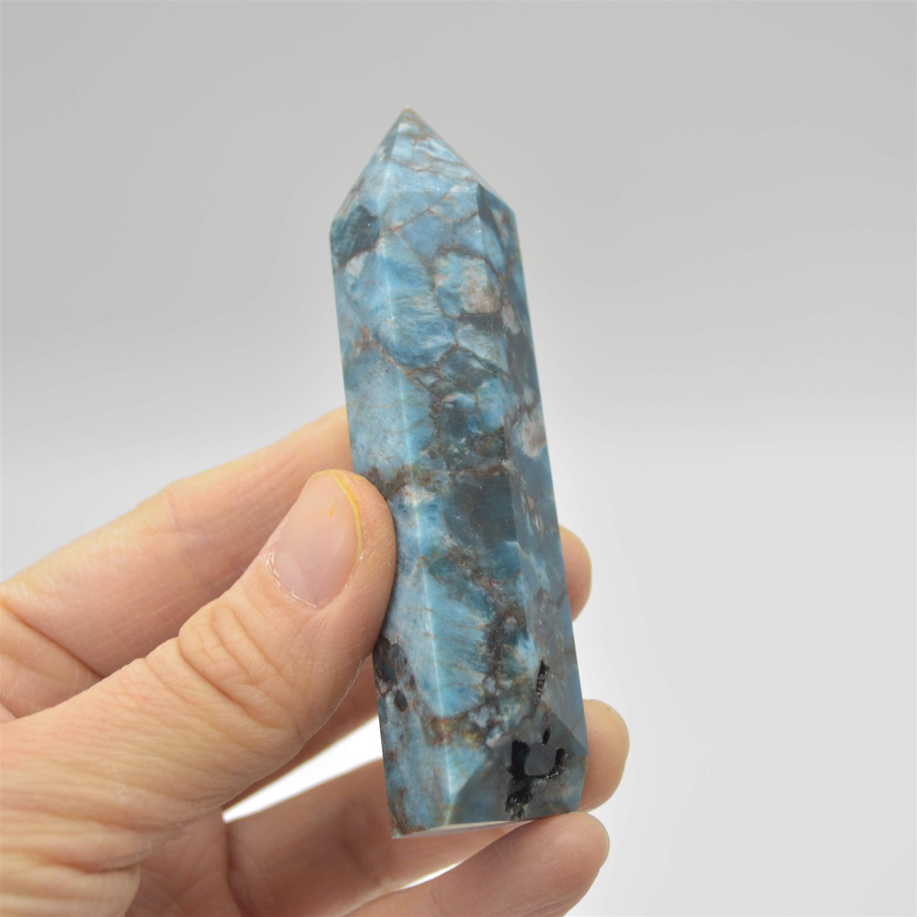 Blue Apatite Crystal Point, Tower, Wand - 8cm - 9cm - Image 4