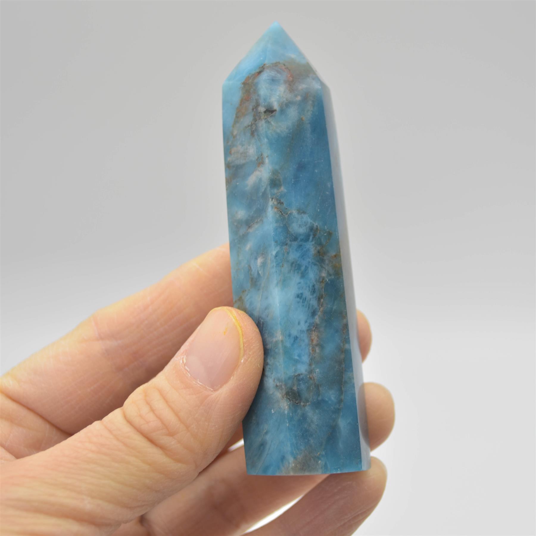 Blue Apatite Crystal Point, Tower, Wand - 8cm - 9cm - Image 3