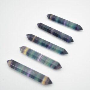 Rainbow Fluorite Double Terminated Crystal Point Tower Wand - 10cm - 11cm