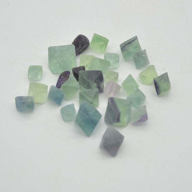 Rainbow Fluorite Gemstone Tumblestone Diamond Shapes - 50g - 9mm - 15mm
