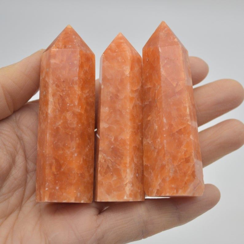 Orange Calcite Crystal Point, Tower, Wand - 3 Sizes - Image 2