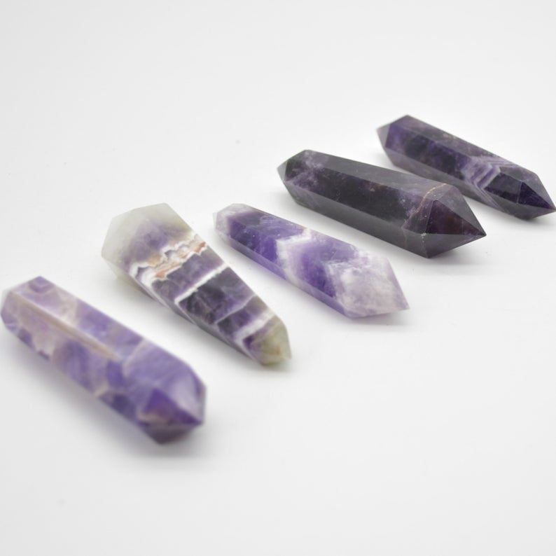 Chevron Amethyst Double Terminated Crystal Point Tower Wand - 8cm - 9cm - Image 2