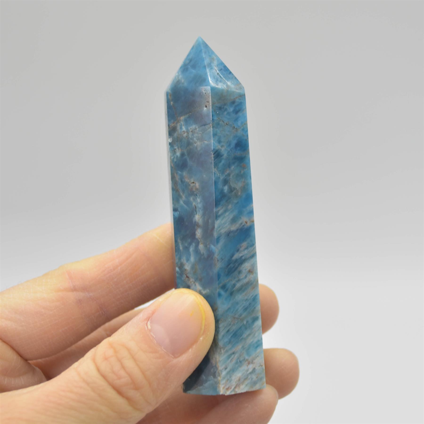 Blue Apatite Crystal Point, Tower, Wand - 8cm - 9cm - Image 2