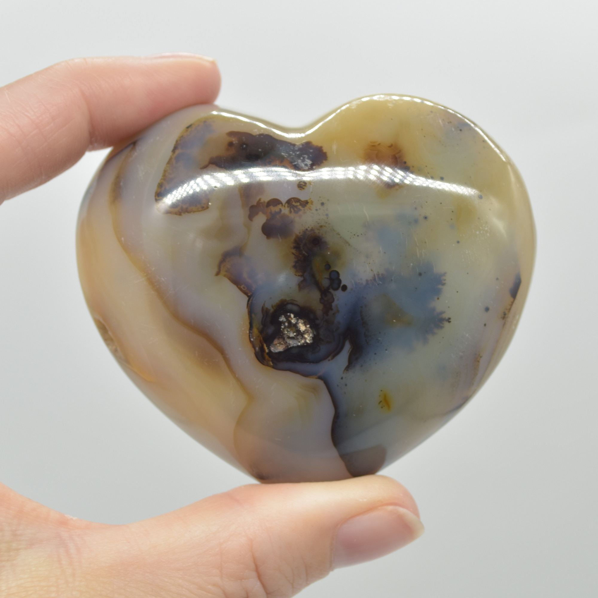 Dendritic Agate Crystal Puffy Heart - 171 grams - #5 - Image 3