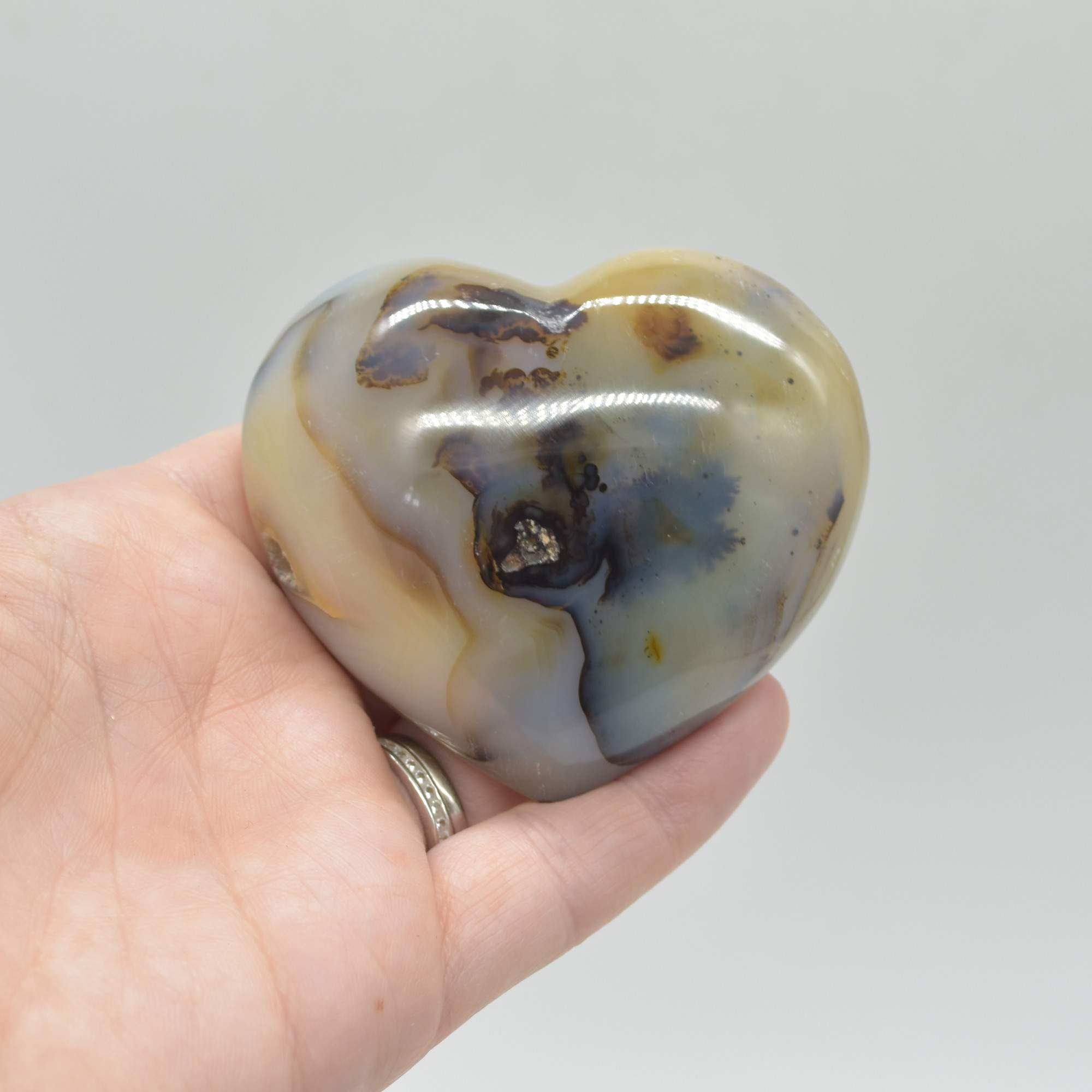 Dendritic Agate Crystal Puffy Heart - 171 grams - #5 - Image 6