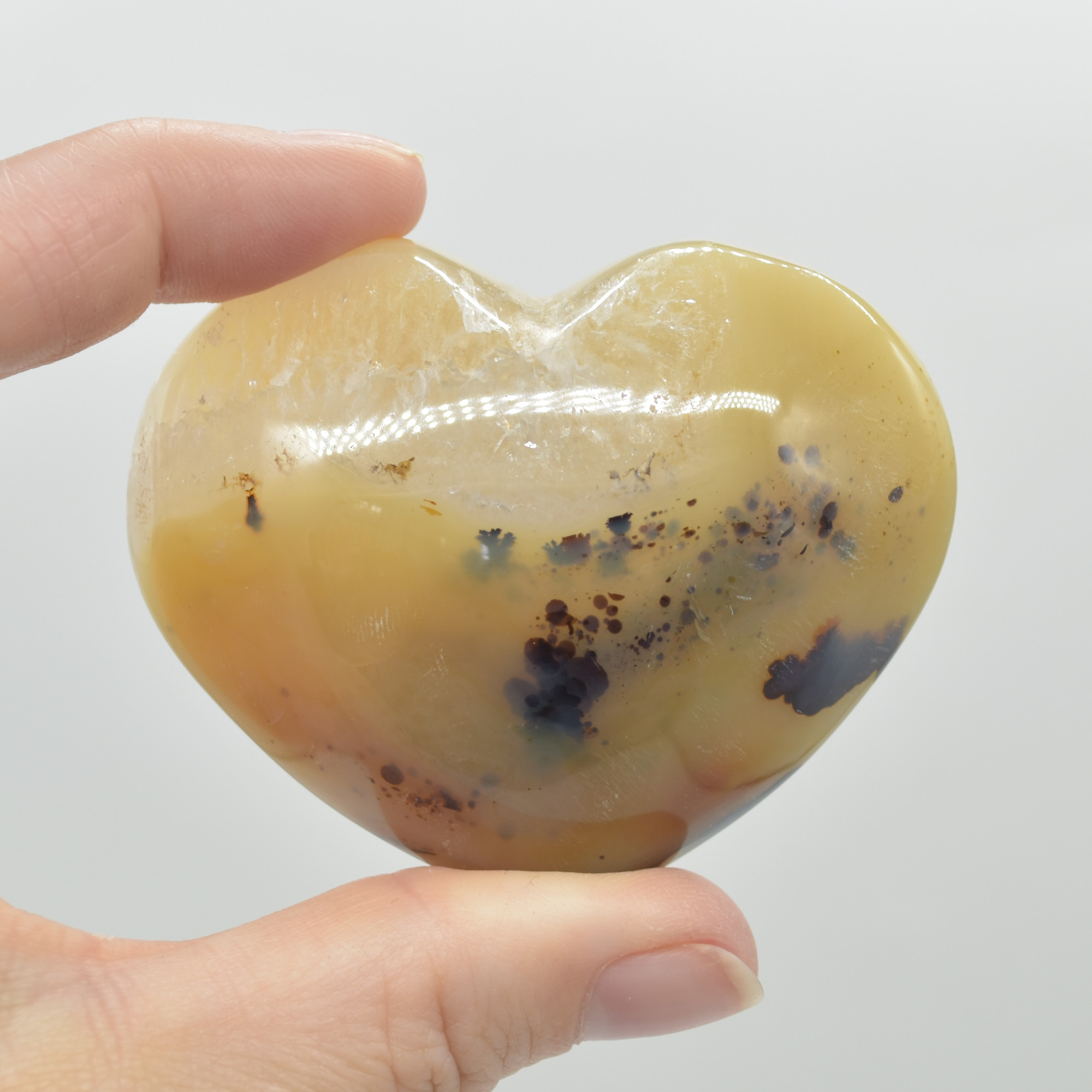 Dendritic Agate Crystal Puffy Heart - 125 grams - #6 - Image 3