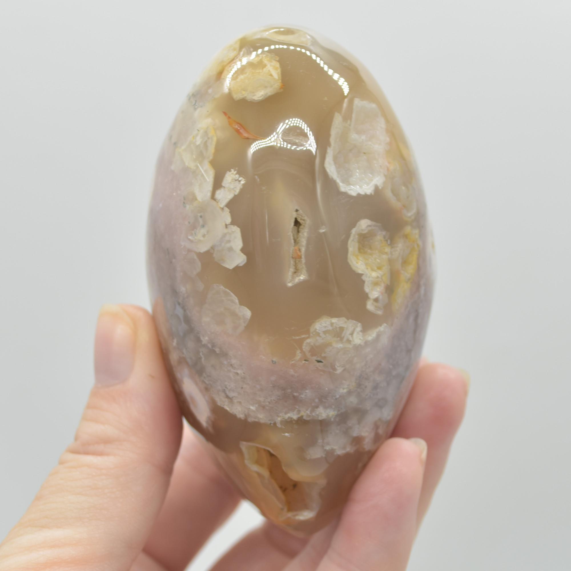 Flower Agate Crystal Puffy Heart - 467 grams #001 - Image 3