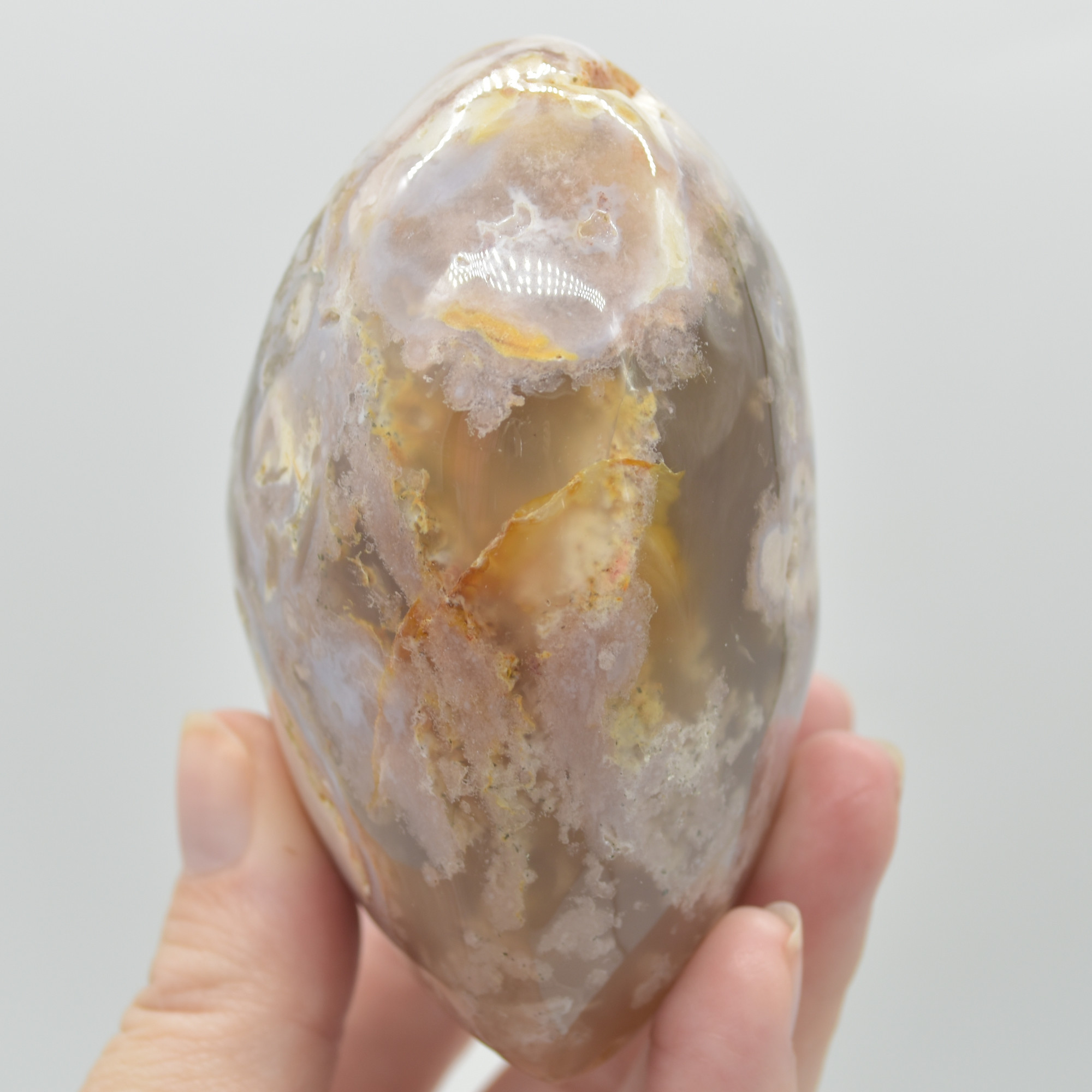 Flower Agate Crystal Puffy Heart - 467 grams #001 - Image 4