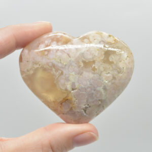 Flower Agate Crystal Puffy Heart - 100 grams - #3