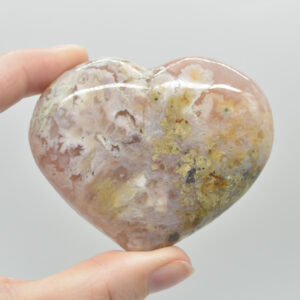 Flower Agate Crystal Puffy Heart - 151 grams - #3A