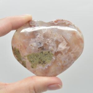 Flower Agate Crystal Puffy Heart - 93 grams - #4