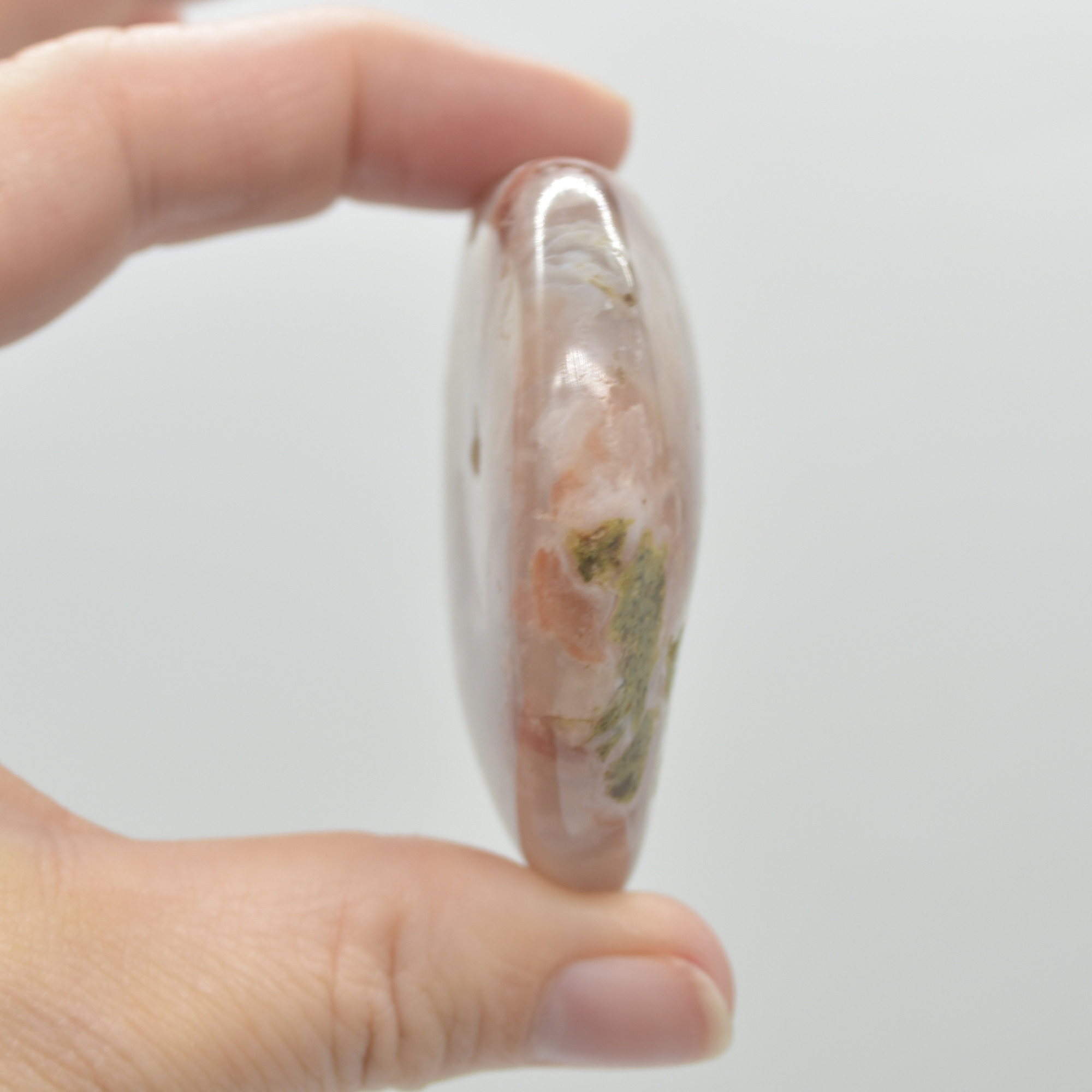 Flower Agate Crystal Puffy Heart - 93 grams - #4 - Image 2