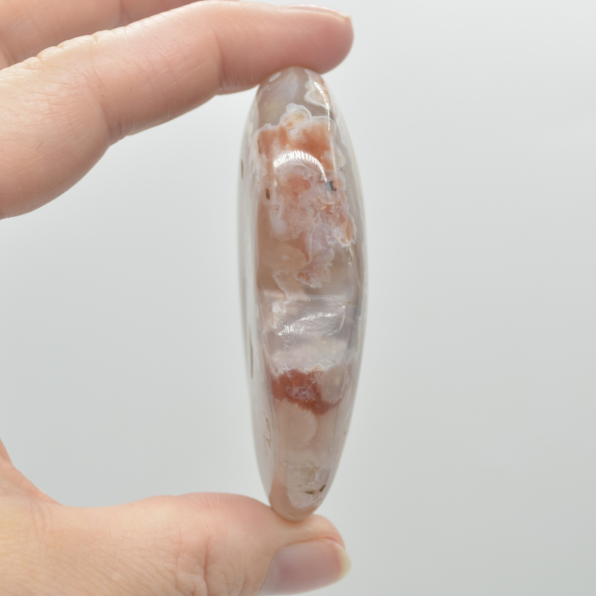 Flower Agate Crystal Puffy Heart - 93 grams - #4 - Image 4