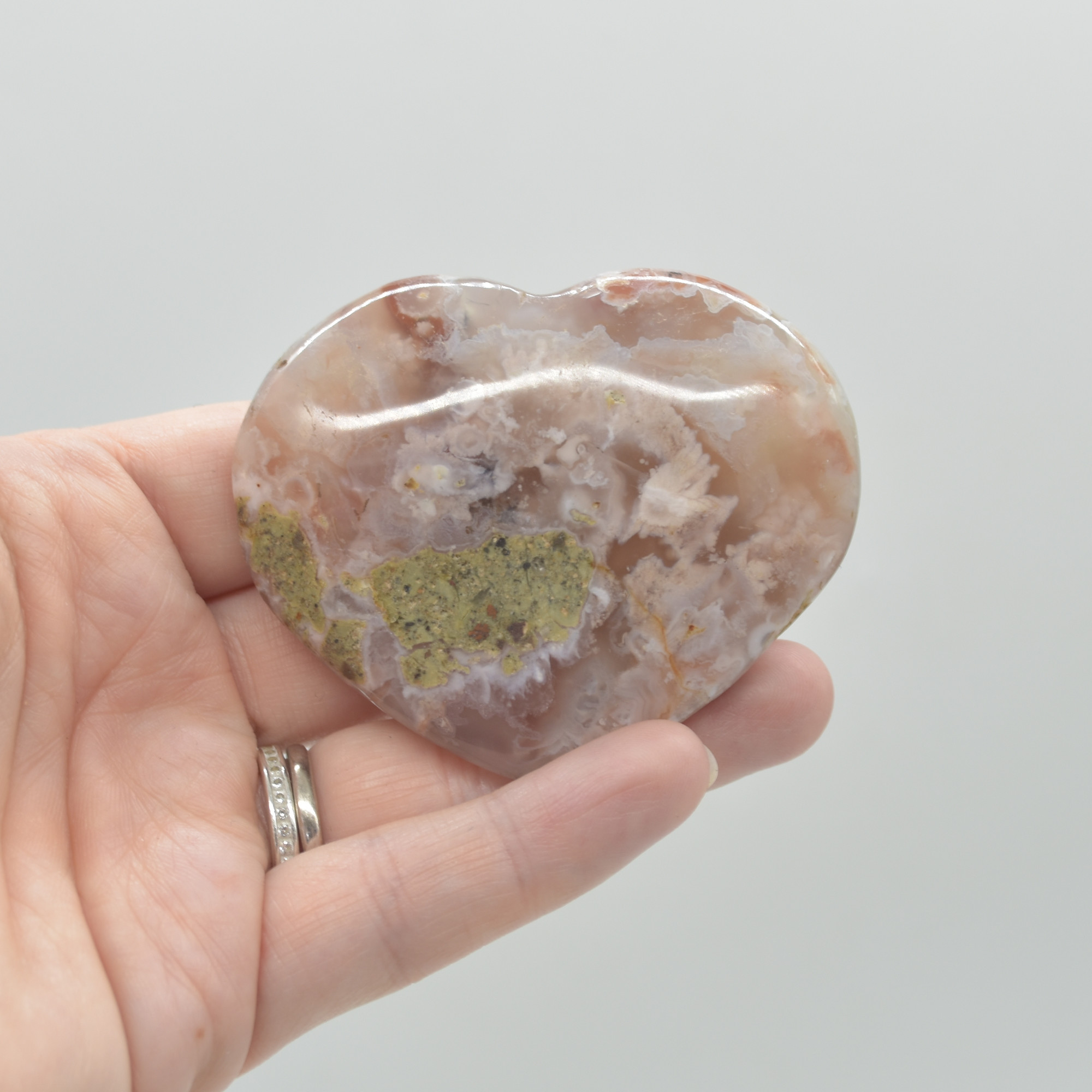 Flower Agate Crystal Puffy Heart - 93 grams - #4 - Image 5