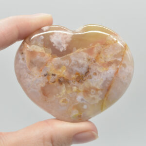 Flower Agate Crystal Puffy Heart - 95 grams - #2