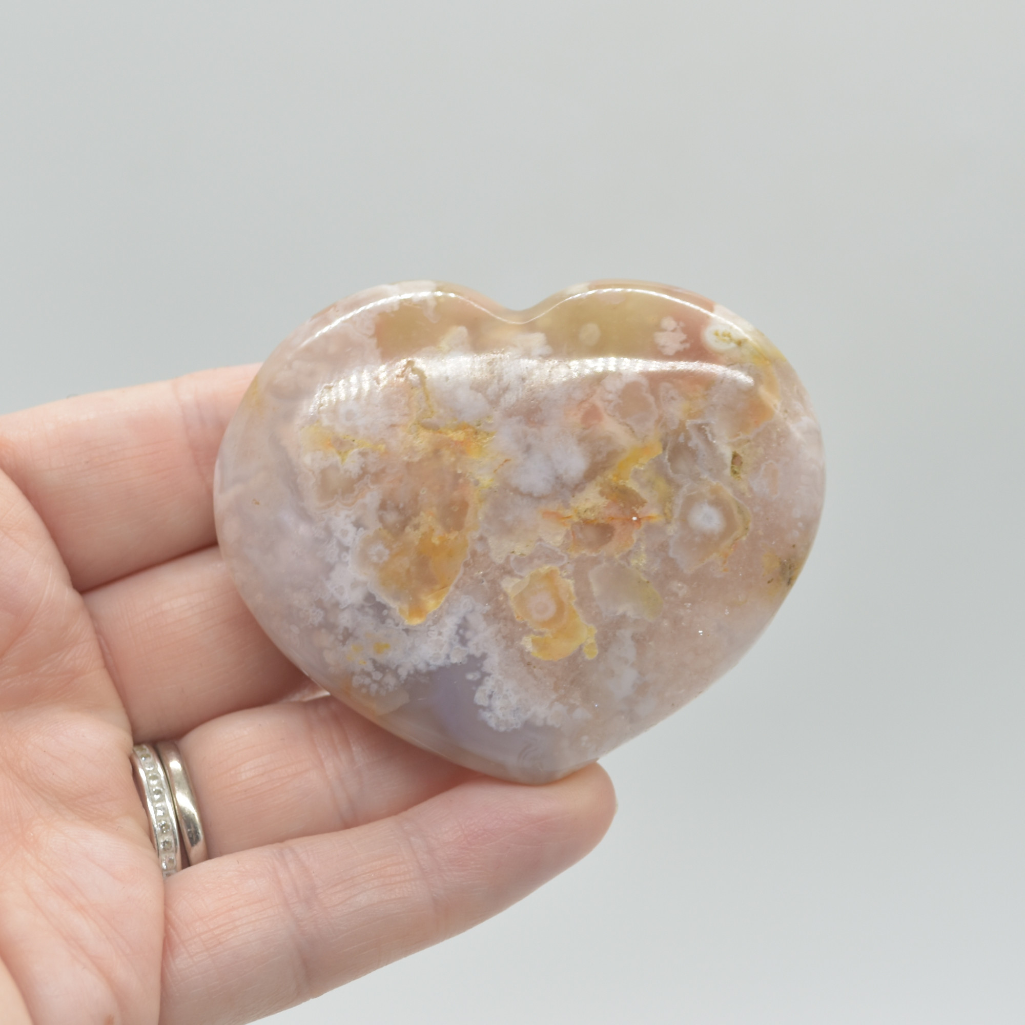 Flower Agate Crystal Puffy Heart - 95 grams - #2 - Image 5