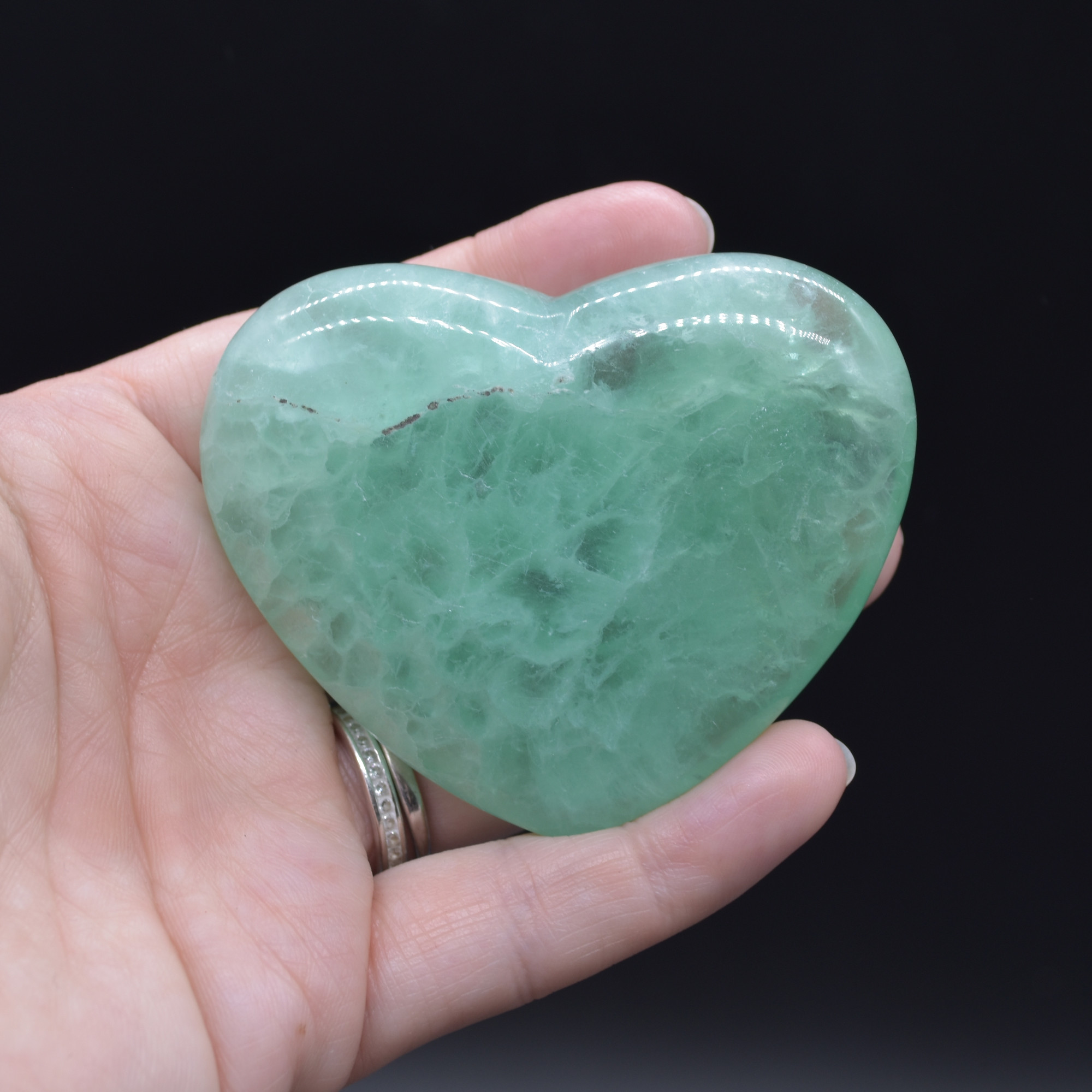 Green Fluorite Crystal Puffy Heart - 147 grams - #2 - Image 4