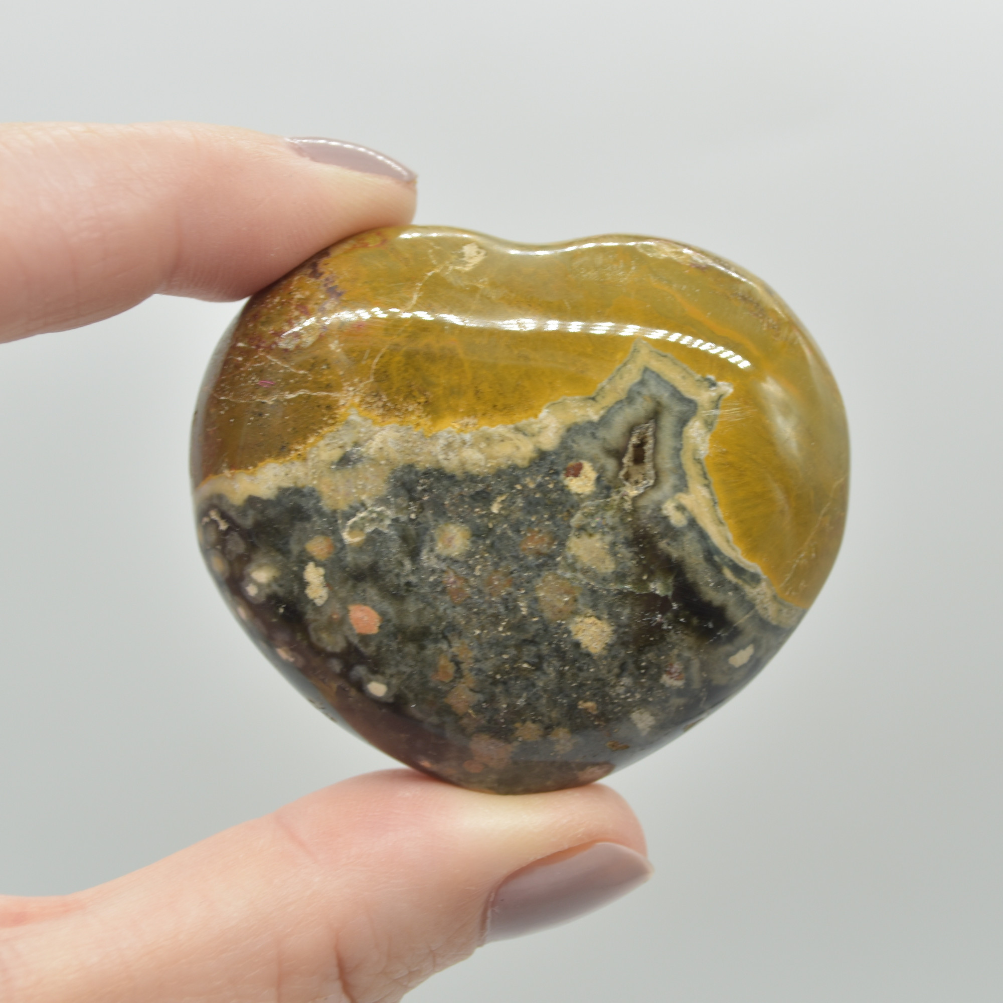 Ocean Jasper Crystal Puffy Heart - 70 grams - #4