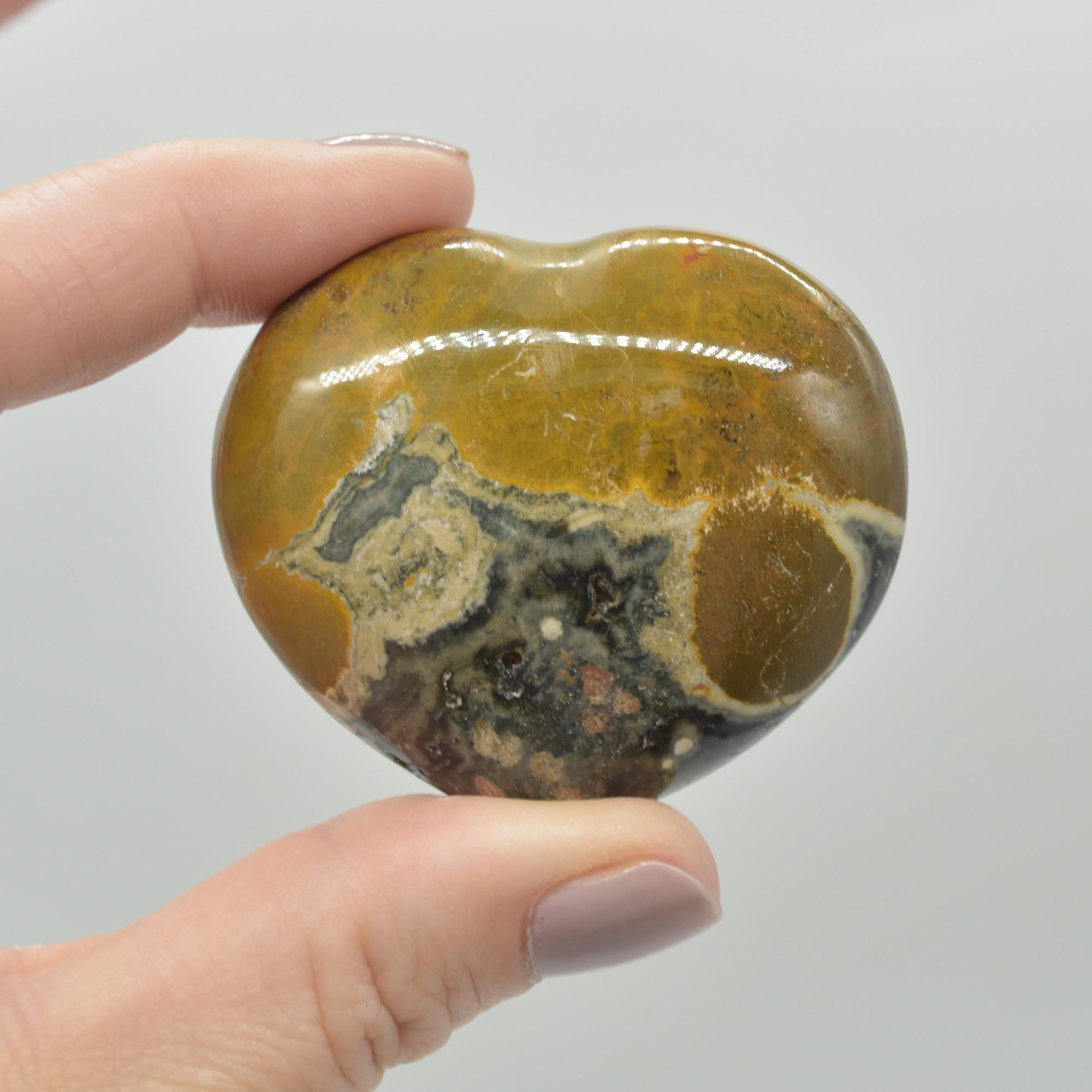 Ocean Jasper Crystal Puffy Heart - 70 grams - #4 - Image 3